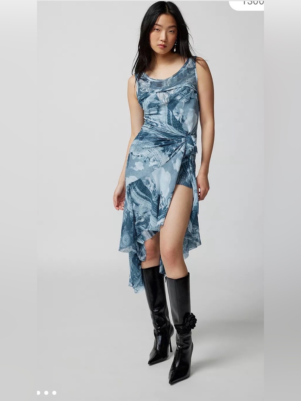 Urban Outfitters  Xs Blue Twist-Side Asymmetric Midi Dress